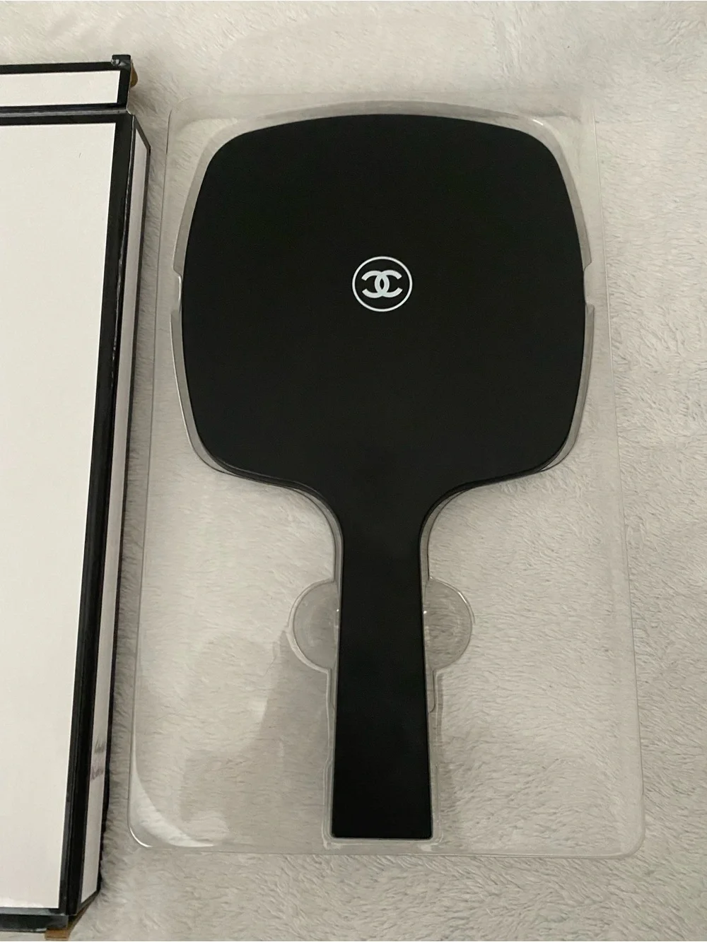 CHANEL Black Hand Mirror CC Logo